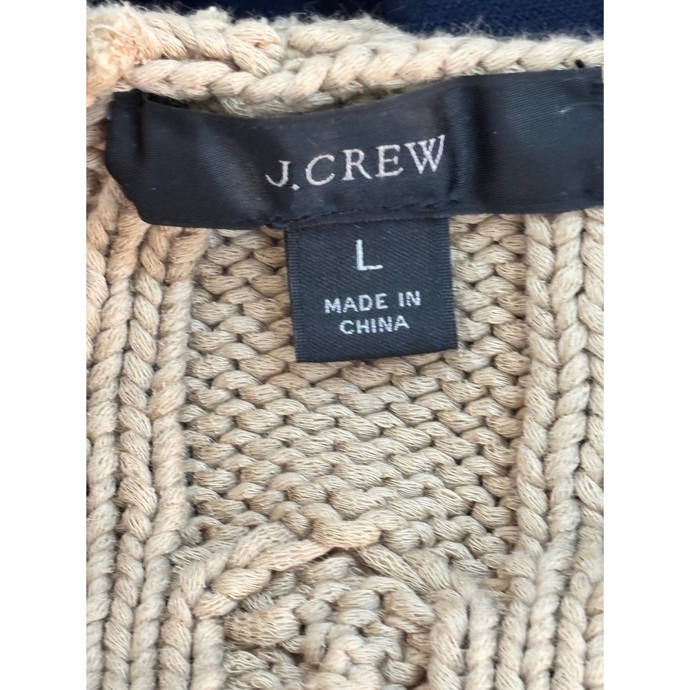 J. Crew Cable Knit V Neck Sweater Tan‎ Size L - Picture 6 of 12